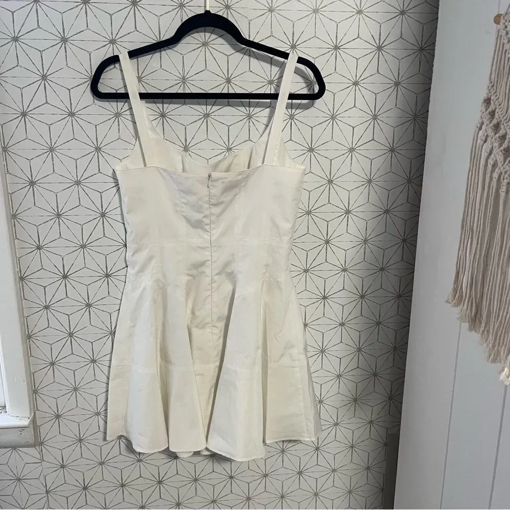 GIOVANNI BEDIN Godet Flared Cotton Mini Dress In White